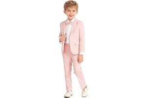 LOLANTA Boys Suit Wedding Ring Bearer Outfit Kids Suit Set, Blazer Pants Bow Tie Dress Clothes Formal Wear