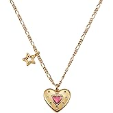 Ornaland Heart Pendant Necklace for Women 18K Gold Plated Star Shape Charms Necklace Personalized Zirconia Dainty Pendant Necklace Jewelry Gift for Women