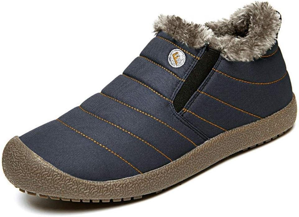 Snow Boots, Women Men Fur Lined Waterproof Winter Outdoor Slippers Slip On Ankle Snow Booties Sneakers