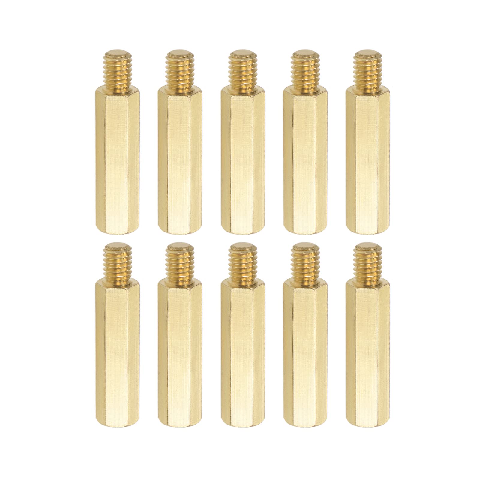 YOKIVE 10 Pcs M6 Standoff Screws, Brass Hex PCB Standoffs, Keep Height Consistent, Great for Motherboard (Gold Tone, 30mm+8mm)