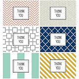 60 Postcards - Modern Thank You - 6 Different Patterns and Colors