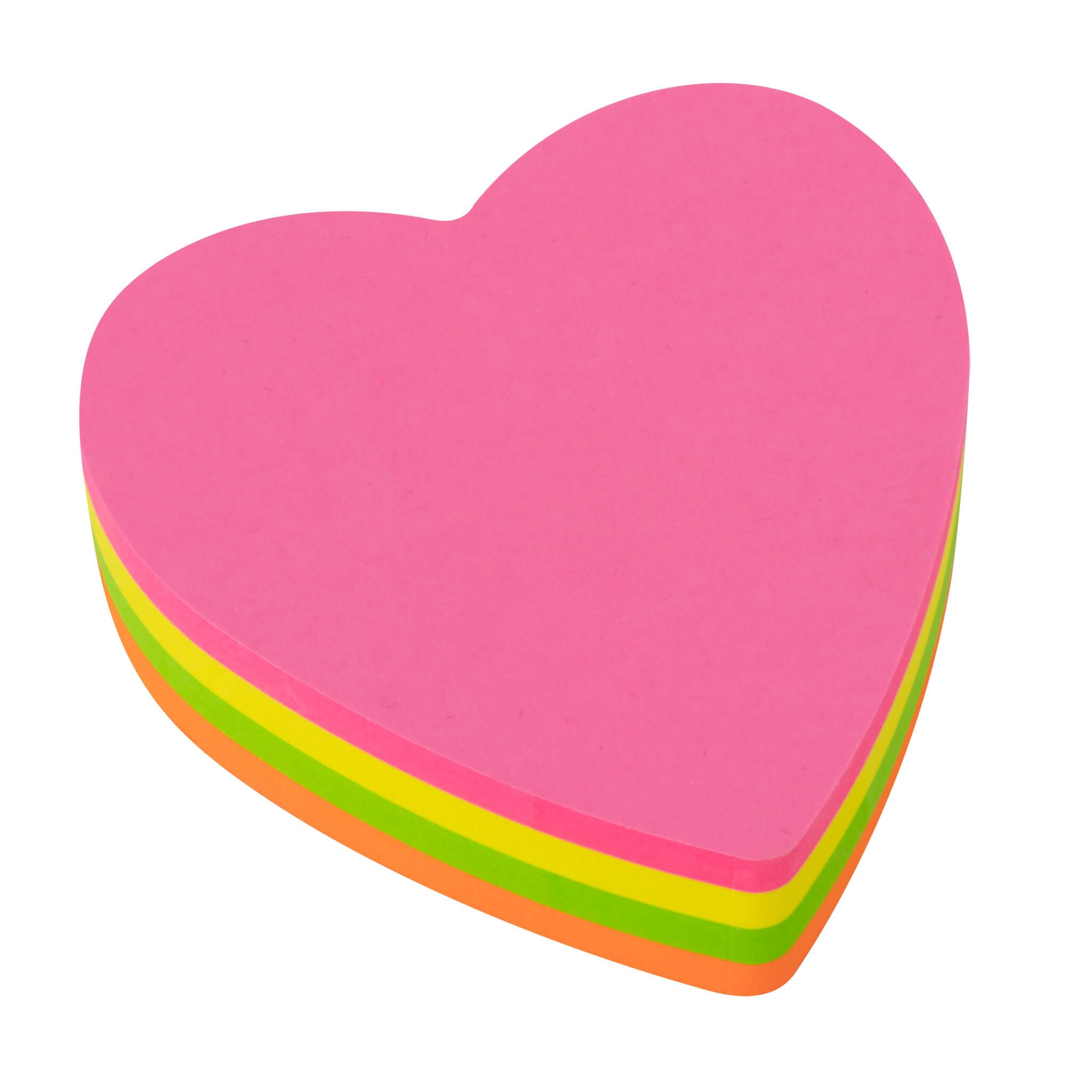 Peel and Put Appli Sticky Notepad 70 x 70 mm Heart 4 Fluorescent Colours with 200 Sheets