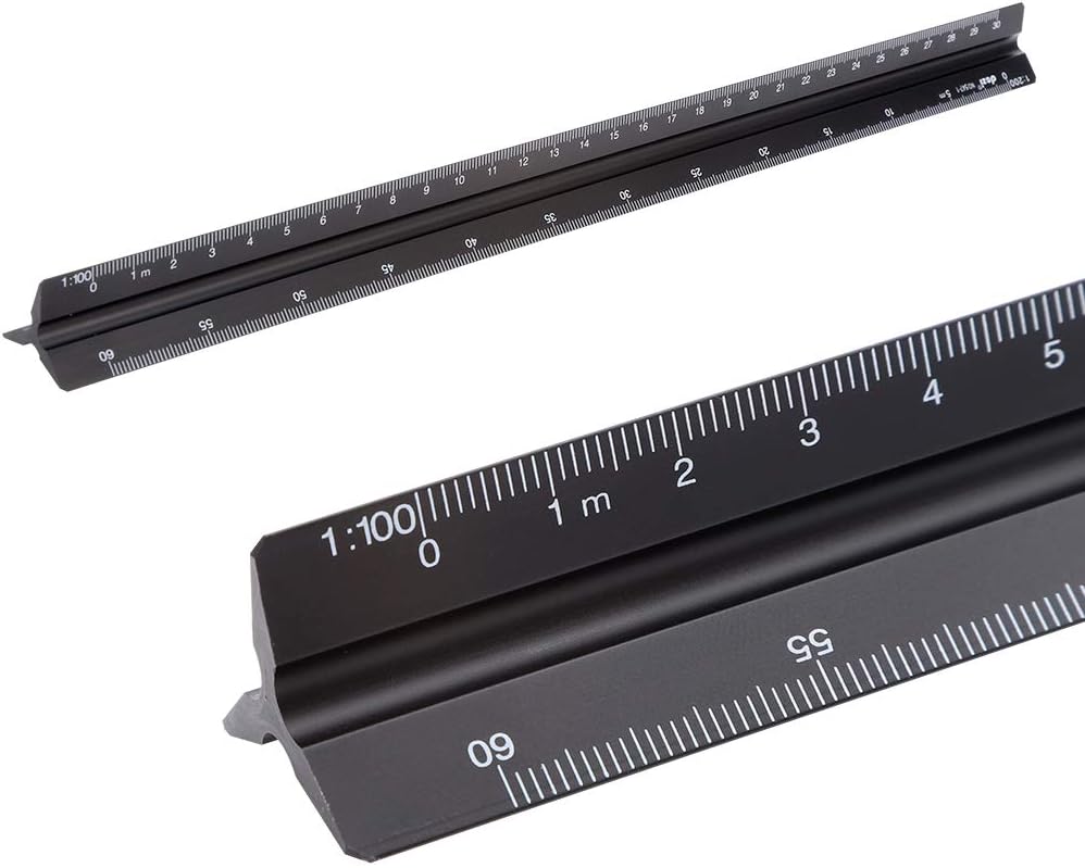 Scale Ruler Metalic upain Metal Scale Ruler Architectural Triangular Ruler Ruler 12inch ...