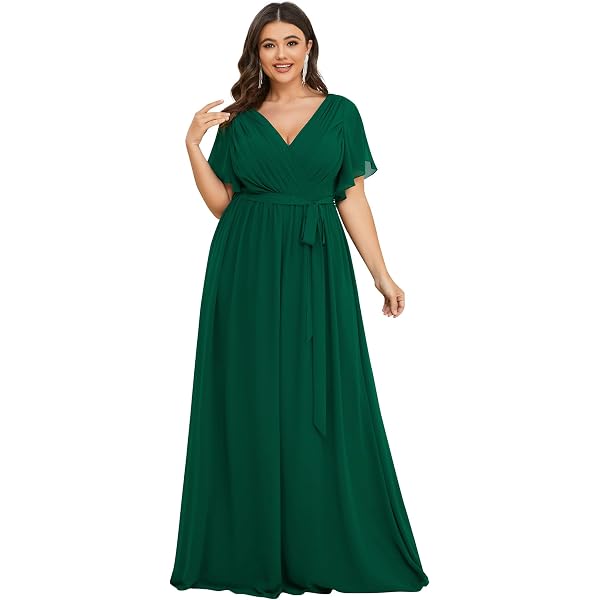 amazon plus size prom dresses VOUIAO Women Formal Wedding Guest Dress Purple L Evening gown Shining silky fabrication Surplice neckline Sleeveless design Hidden back zipper closure Maxi length Occasion The best plus-size prom dresses