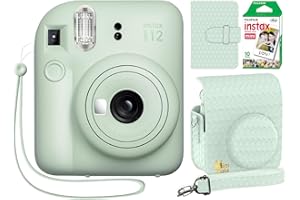 Fujifilm Instax Mini 12 Instant Camera Mint Green + Minimate Custom Designed Case + Fuji Instax Film 10 Sheets & Photo Album