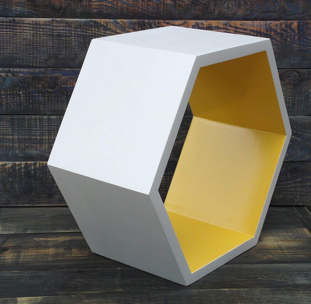 Depth 8" Diameter 16" ALL COLORS Wood hexagon shelves