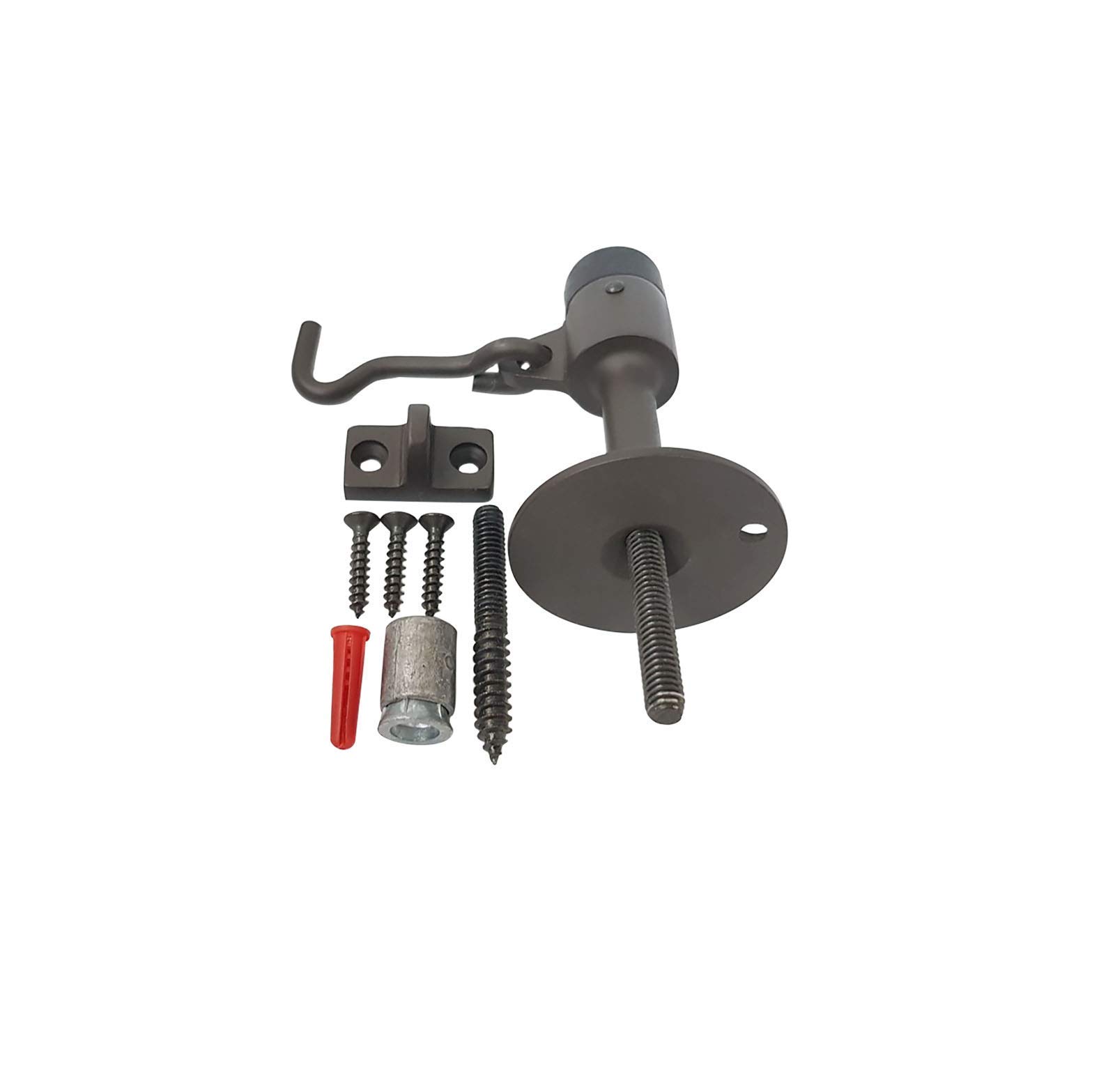 QCAA Solid Brass Door Stop, 4" Height, US10B ORB Oil Rubbed Bronze, Made in Taiwan, 1 Pack