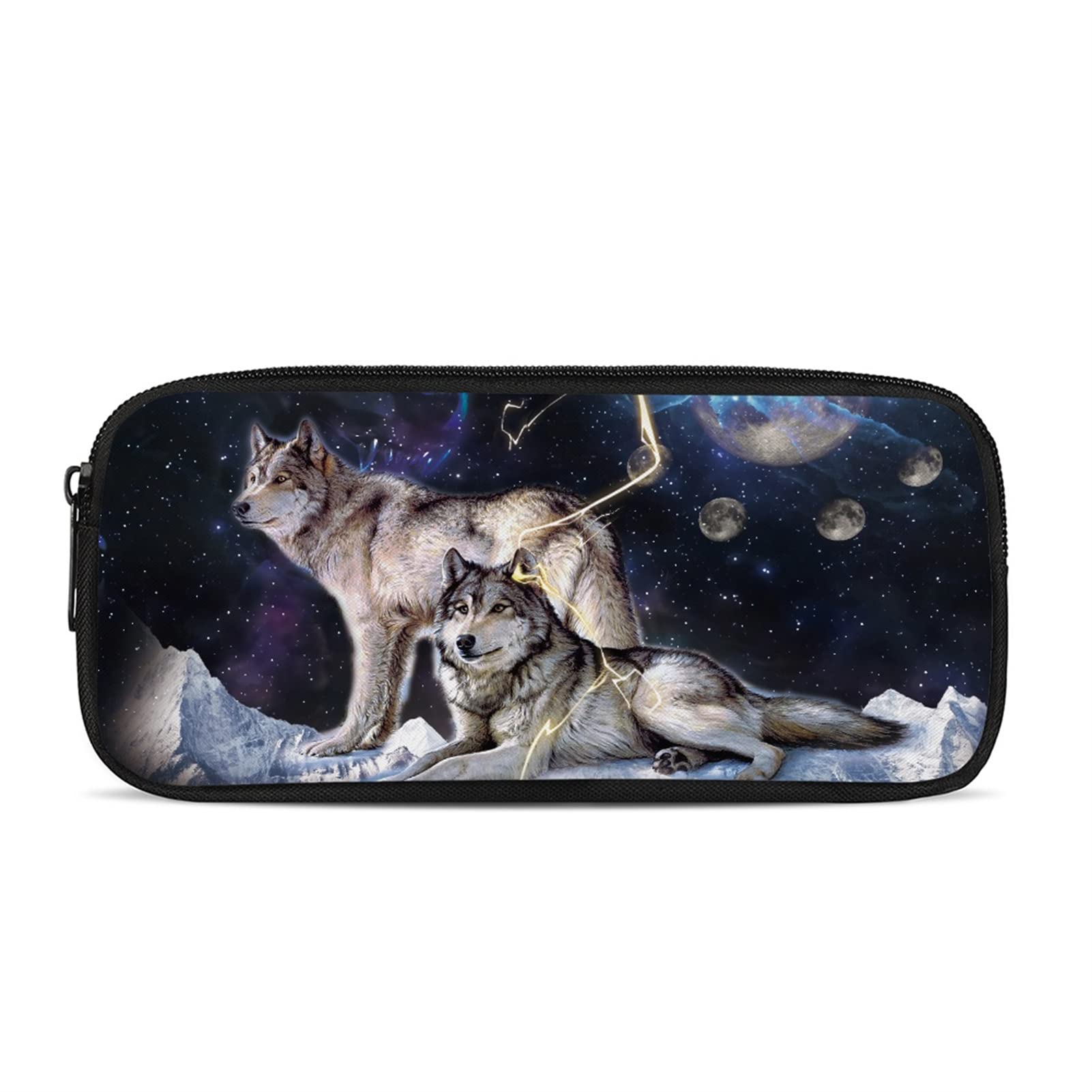 Kuiaobaty Cool Wolf Printed Boy Pencil Case Animal Wolf School Pencil Pouch for Kids Children Pencil Bag for Office