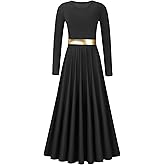 Women Praise Dance Dress Metallic Gold Liturgical Dancewear Full Length Church Costume Worship Robe,Simple Style