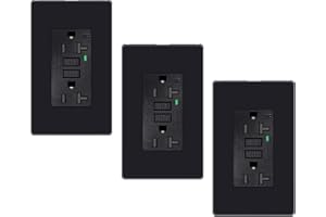 KCMYTONER Black GFCI Outlet 20 Amp, 3 Pack Weather & Tamper Resistant GFCI Receptacles with LED Indicator, 125V, ETL Certified, for Bathroom, Kitchen, Garage, Includes Wallplates and Screws