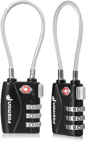 Amazon Co Jp Fosmon 2 個セット アメリカ安全運輸局認定 Tsaロック 3桁 ダイヤル式ロック ワイヤーロック 南京錠 鍵 海外旅行 荷物スーツケース ジッパー袋 ハンドバッグ 学校 ロッカー 倉庫 ゲート 盗難防止 防犯 自転車用 ブラック シューズ バッグ
