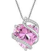 FYNSBLE Heart Necklace for Women 925 Sterling Silver Infinity Love Heart Birthstone Necklace Pendant Hypoallergenic Jewelry for Women