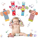 Amazon.com: Buscadores de pies y sonajeros de muñeca para bebés, juguetes de textura para el desarrollo para bebés y niños de juguete, calcetines y sonajero para muñeca de bebé, juguetes para recién