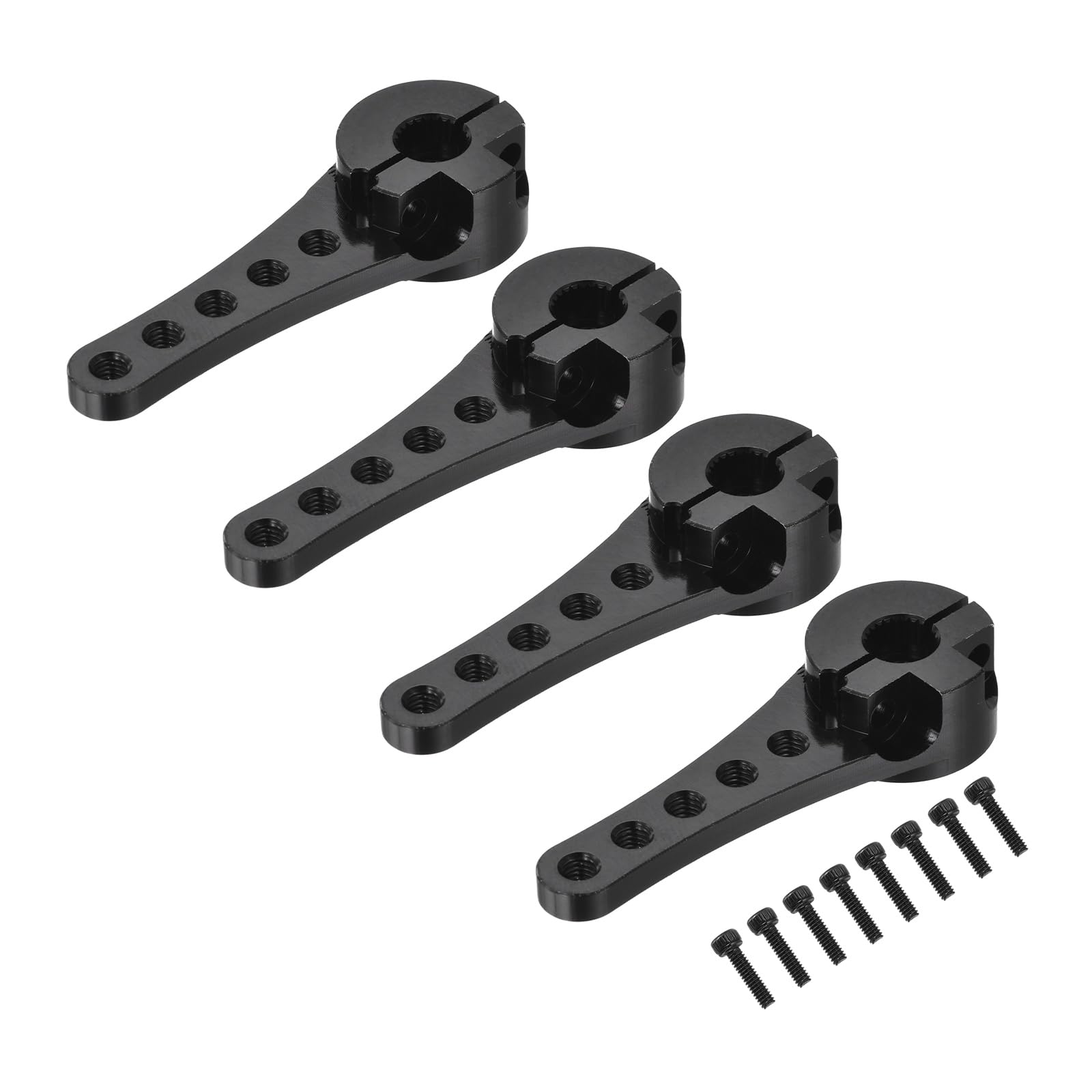 sourcing map 4 Pcs Aluminum Servo Horn Long 25T Steering Arm 46mm Length Black