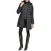 DKNY womens Hooded Light-weight Puffer