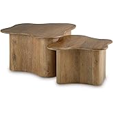 Signature Design by Ashley Abeford Contemporary Accent Cocktail Table Set of 2, Abstract Tabletop Design, Solid Mango Wood, 3