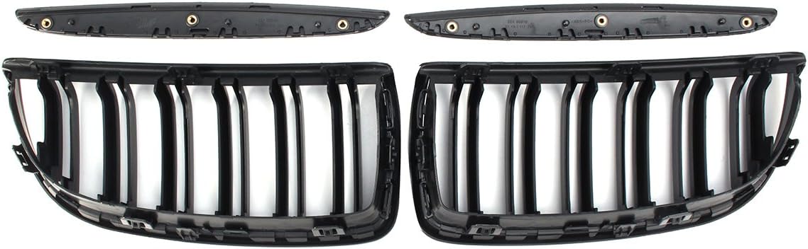 NICOLIE One Pair Car Matt Black Front Kidney Double Slat Grille Set For BMW E90 E91 2005-2008