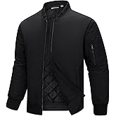 33,000ft Men's Bomber Jacket Waterproof Zip Up Windbreaker Quilted Padded Lightweight Warm Casual Spring Fall Winter Coat