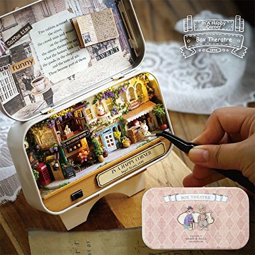 KINDAFLY Cuteroom DIY Dollhouse Miniature Box Theatre Idea Art Handicraft Gift with Cutter Knife tweezer for Birthday/Valentine's Day