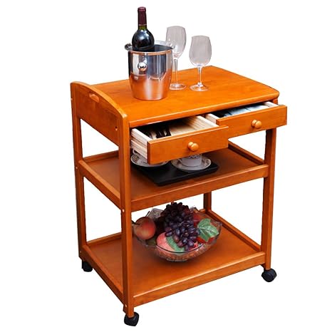 Kitchen Rolling Cart Bar Serving Cart On Wheels 3 Tiers Wine Tea