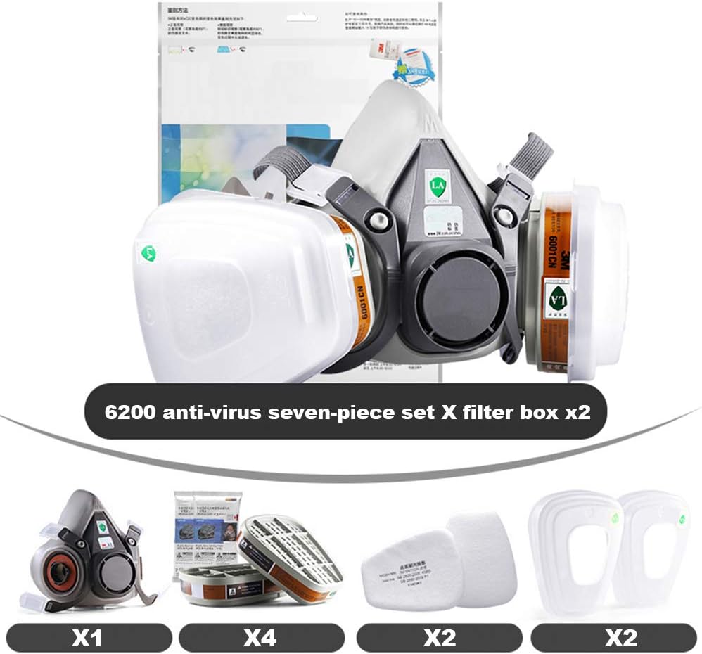 Respirator Gas Mask, Chemcial Half Face Respirator Widely Used in Organic Gas,Paint Spary, Chemical,Woodworking,Dust Protectio