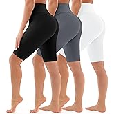 Bluemaple 3 Pack Biker Shorts Women High Waisted- 8" Tummy Control,Ultra-Comfort for Workouts,Yoga & Daily Wear with Pockets