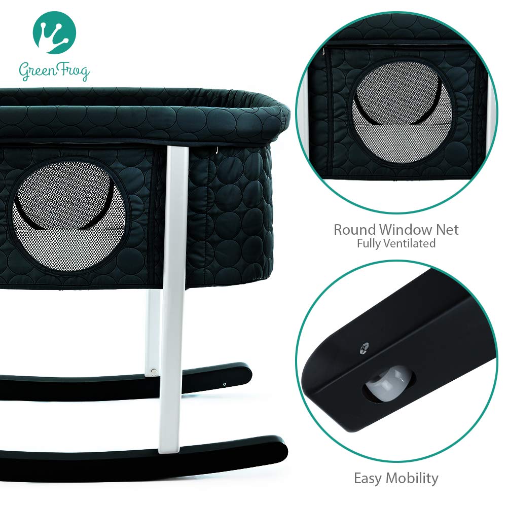 green frog bassinet cradle gentle rocking safe mattress