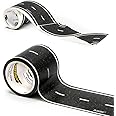 PlayTape Road Tape and Curves for Toy Cars - 1 Roll of 30 ft. x 2 in. Asphalt Road + 1 Roll of 36 Curves