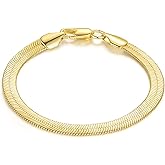 MELELIFE 14K Gold Bracelets for Women & Bracelet for Men Smooth Wide Snake Gold Chain Bracelet for Women Men Bracelets Jewelry Presents (6.5, 7, 7.5, 8, 9 in)