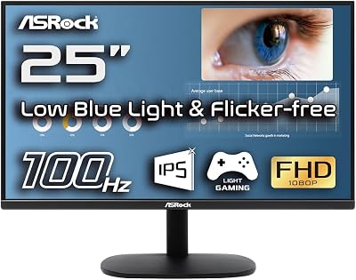 ASRock CL25FF 24.5 inch IPS Monitor 100Hz Light Gaming Home Office Low Blue