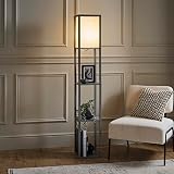 MiniSun Grey Wooden Floor Lamp with Storage Shelves 159cm 10W Bulb view 5