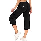 MoFiz Women's Cargo Capris Hiking Pants Lightweight Quick Dry Outdoor Athletic Travel Casual Loose Comfy Cute Pockets
