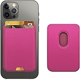 iLodn Magnetic Wallet Compatible with MagSafe for iPhone 17 16 15 14 13 12 Pro Max Air Plus Model, Mag 3 Safe Card Holder Stick on Accessories for Cell Phone & Case, Hot Pink