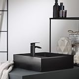 Hapilife Black Basin Mixer Tap Waterfall Monobloc 1 Hole G1/2 Hoses view 7