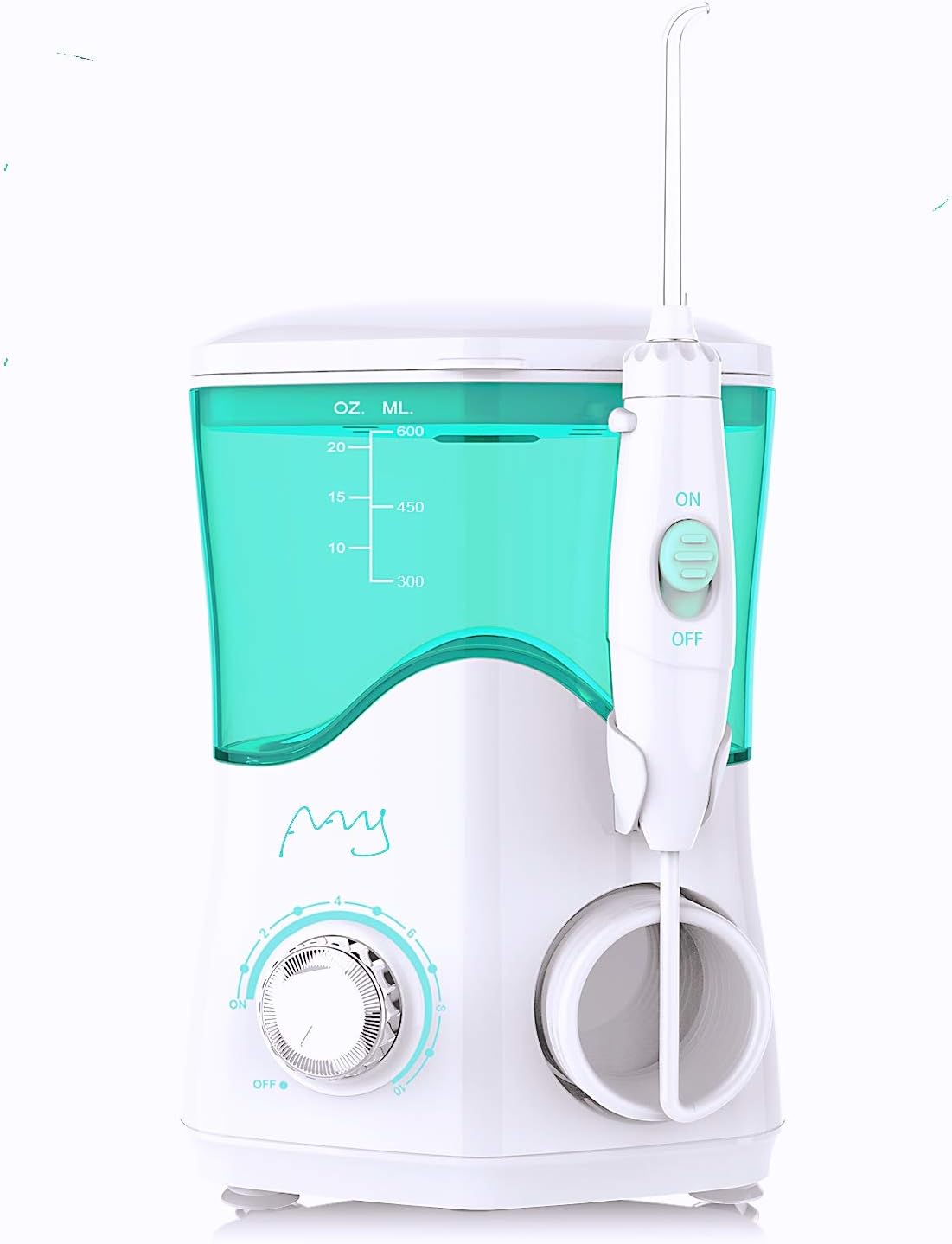 Water Flosser Dental Oral Irrigator for Teeth & Braces Care, Electric Professional Water Pick for Family with 10 Adjustable Pressure, 600ml Capacity, 8 Replaceable Jet Tips (White)