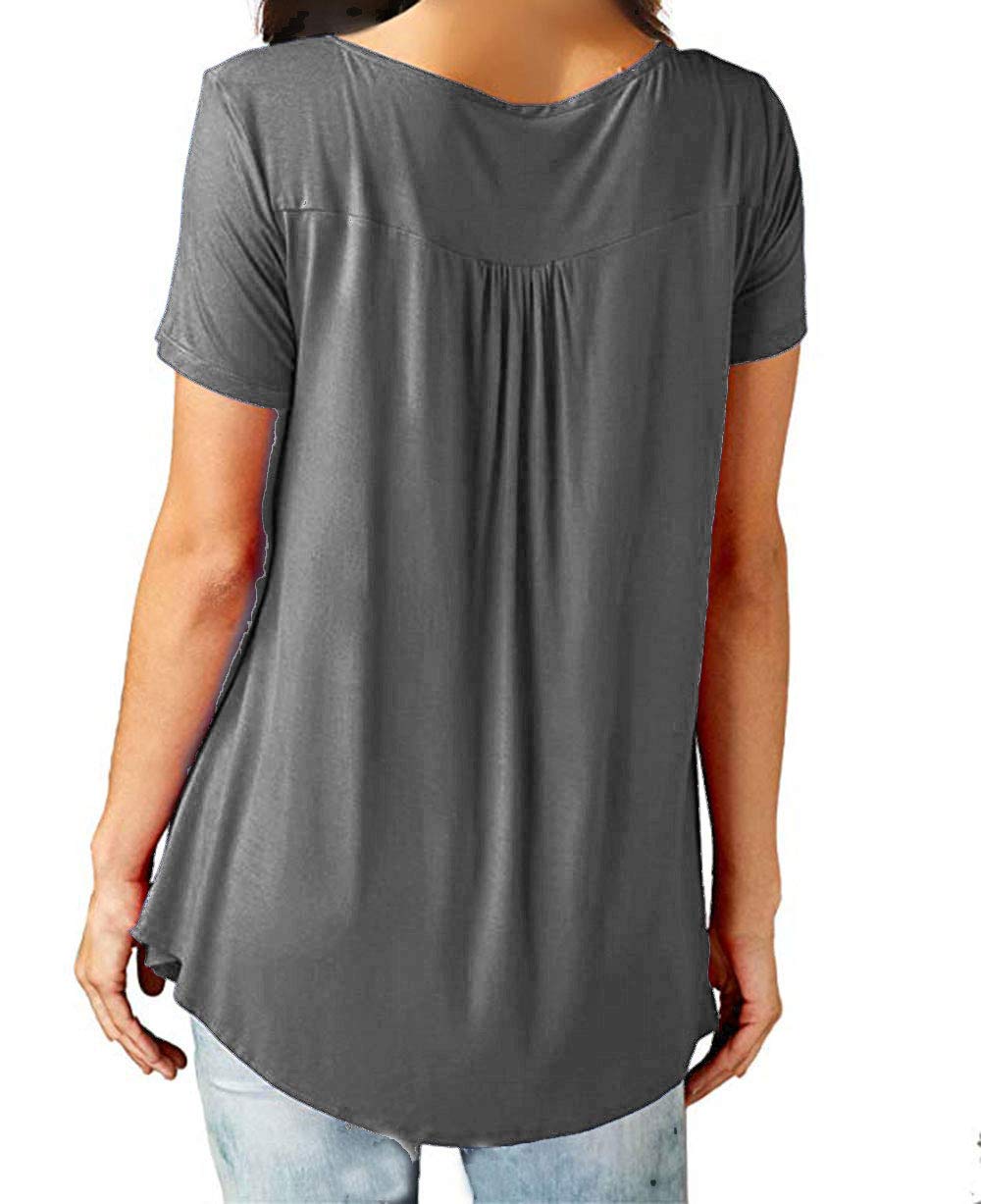 Eanklosco Women\'s Tops V Neck Floral Print Shirts Swing Ruffle Blouses Button up Tunic Casual Flowy Long/Short Sleeve