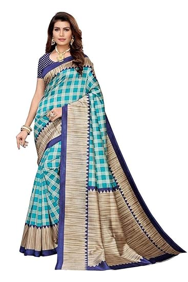 Paradise Creation Womens Art Silk Saree with Unstitched Blouse Piece (Turquoise Blue)