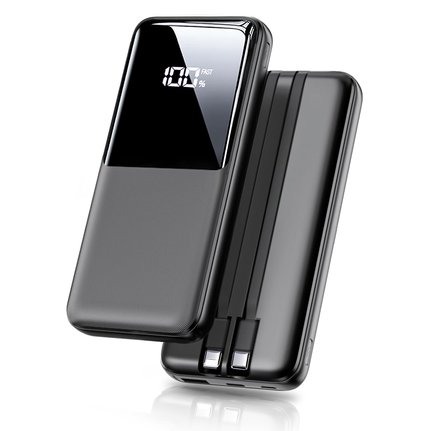 Portable Charger Power Bank - 15000mAh Fast Charging Powerbank Travel Camping Essential Battery Pack with Built in 22.5W Output Cable Compatible with iPhone 17 16 15 14 13 Samsung Google iPad, 1 Pack