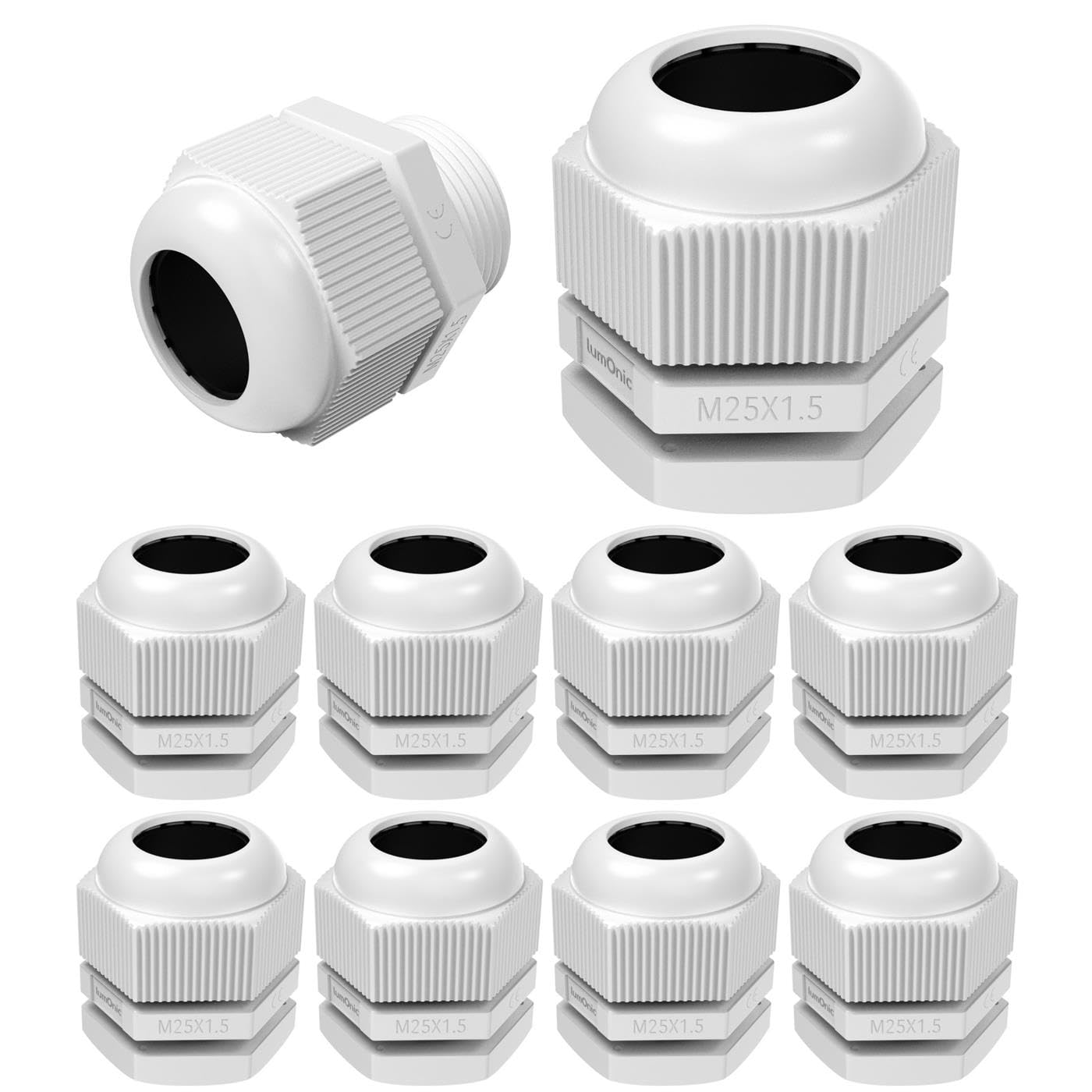 10x Cable gland M25 grey IP67 metric 9-17mm