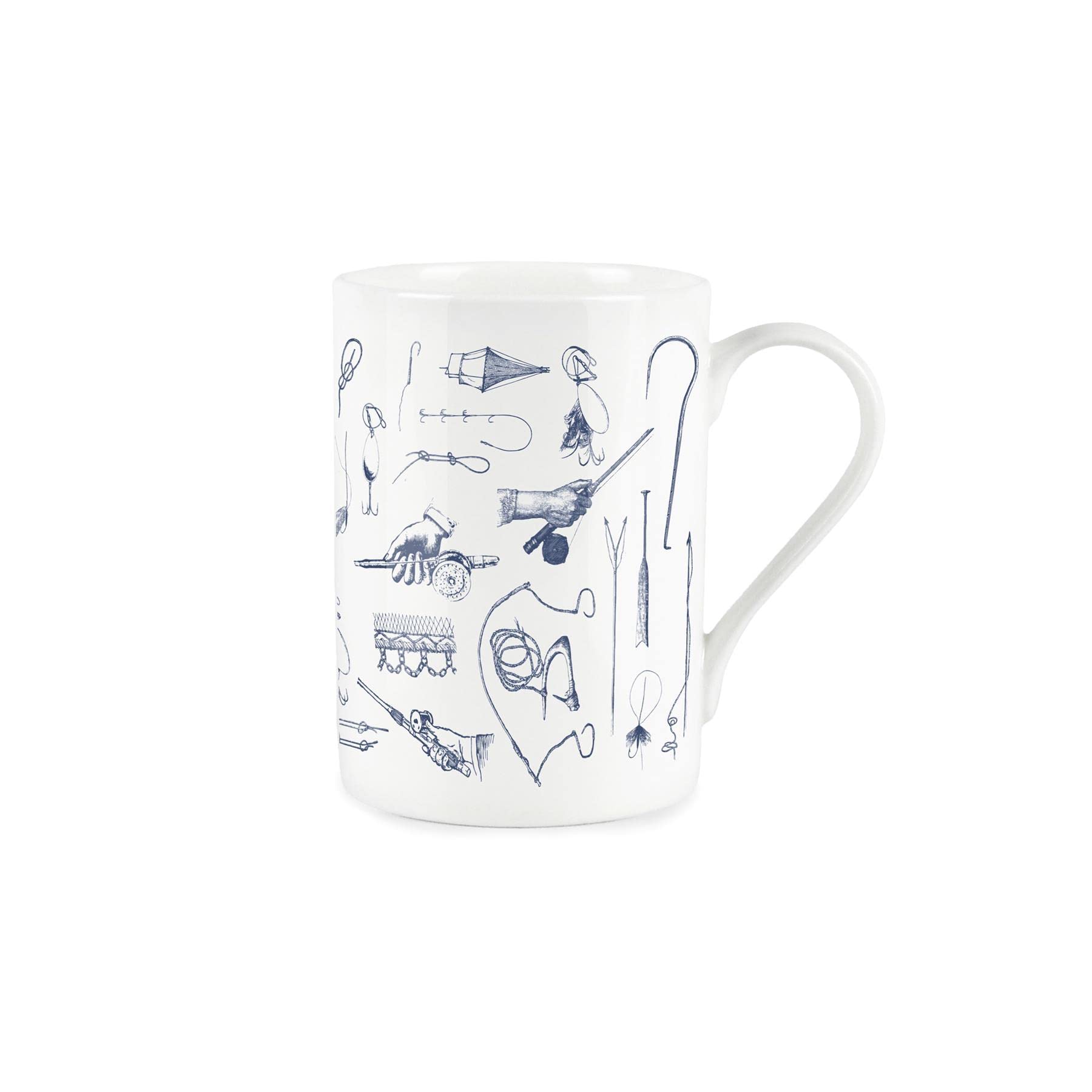 Purely Home Vintage Hobbies Range - Fishing and Angling Themed Mug - Bone China Style White Mug Coffee/Tea Gift
