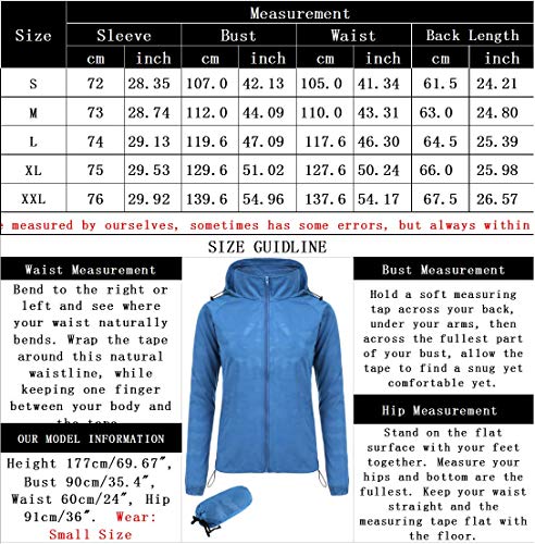 FISOUL Women's Lightweight Jacket Packable Running Windbreaker Active Outdoor Hooded Waterproof Raincoat S-XXL(Lake Blue,Large) - Thumbnail 7