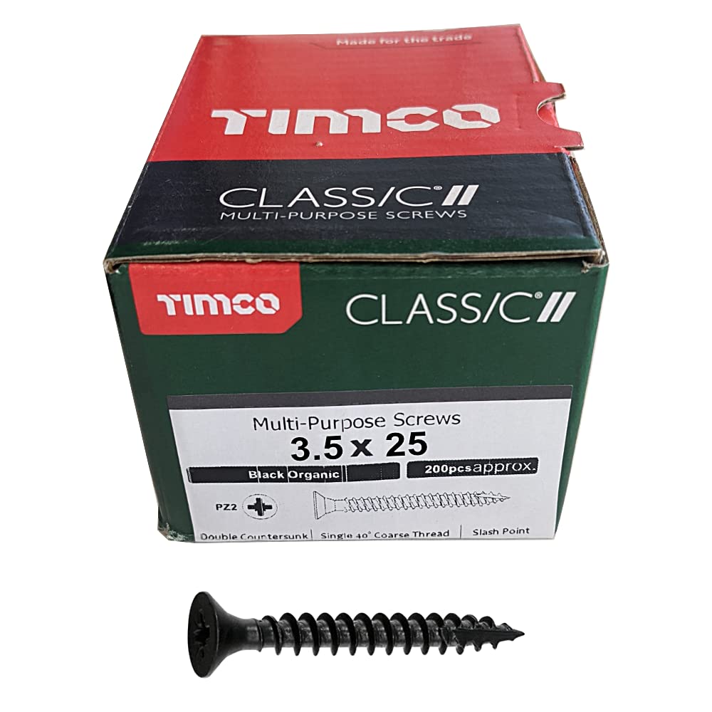 TIMCO PZ2 CSK Classic Screws - 3.5 x 25 - Black - Box of 200