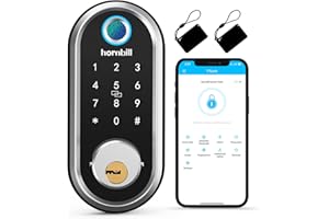 Security Smart Deadbolt, Hornbill Keyless Entry Door Lock with Biometric Fingerprint, Bluetooth Electronic Smart Lock with Keypad, App Control, Work with Alexa for Front Door, Bedroom, Apartment