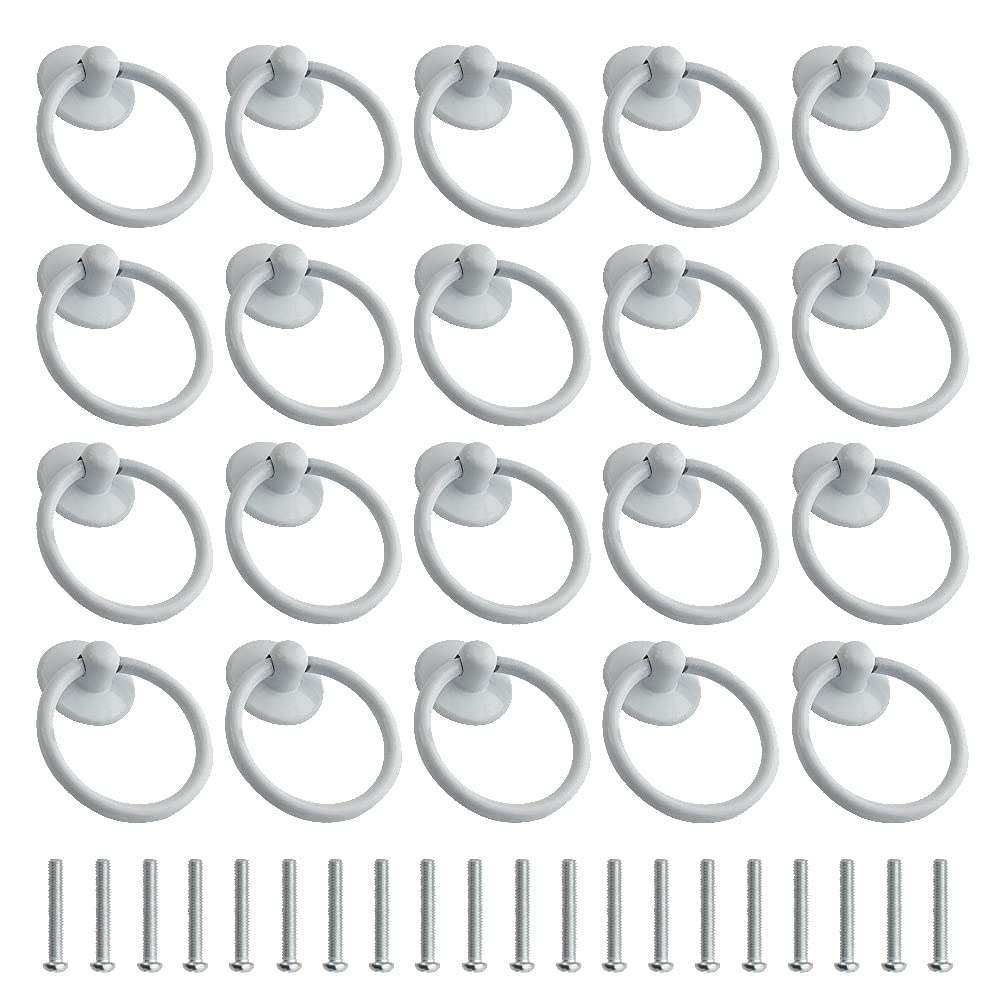 WMYCONGCONG 20 PCS Ring Drawer Pulls 1.73 Inch Diameter Single Hole Cabinet Drop Ring Knobs Decorative Handles for Cupboard Dresser Drawers
