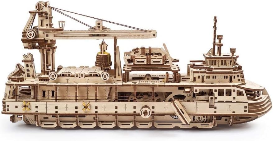 UGEARS Research Vessel 3D Puzzle, Ship Wooden Model Kits for Adults to Build - Image 5