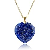 GEMSYMPHONY Gemstone Heart Necklace – 30mm Polished Heart Pendant, 16+2 Inch Hypoallergenic Gold Plated Chain – Dainty Healing Crystal Jewelry for Women, Gift for Her