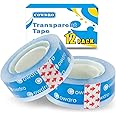 12 Rolls Clear Tape Refills for Dispenser, Easy Tear by Hands, Tape Refill for Wrapping, Office School Home, 0.75 Inch X 1000 Inch, Updated Core