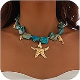 Inactwin Starfish Shell Necklaces for Women Trendy Summer Boho Seashell Pendant Beach Necklace Gold Charm Choke Necklace Dainty Statement Necklace Fashion Surfer Jewelry Gift