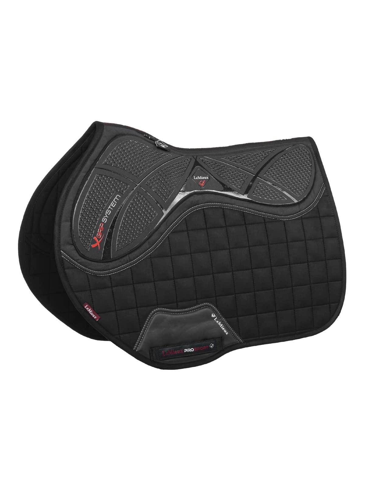 LeMieux Show Jumping X-Grip Silicone EuroJump Square Saddle Pad - Saddle Pads for Horses - Equestrian Riding Equipment and Accessories - (Black - Large)