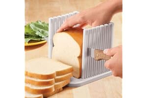 NVAIMAAY Bread Slicer Toast Cutter Foldable Homemade Bread Slicing Adjustable Toast Slicer Toast Cutting Guide for Homemade Bread,Bread Slicer Loaf for Slicing Bread Foldable Kitchen Baking Tools White